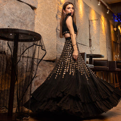 TIERED LEHENGA WITH DRAPE BLOUSE