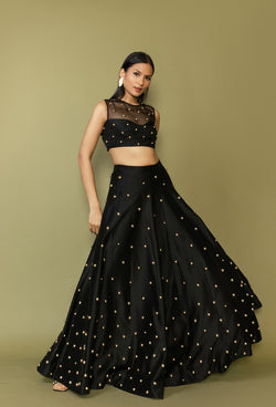 STUD SHEER CROP WITH STUD LEHENGA