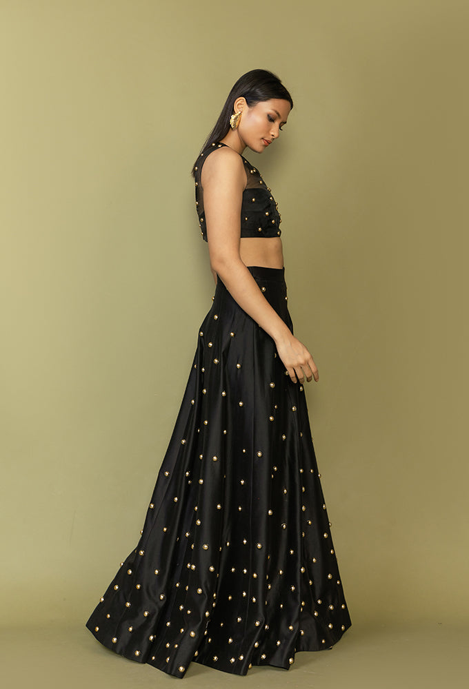 STUD SHEER CROP WITH STUD LEHENGA