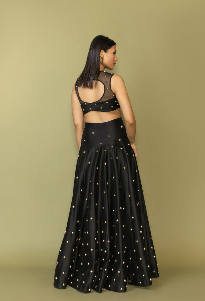 STUD SHEER CROP WITH STUD LEHENGA