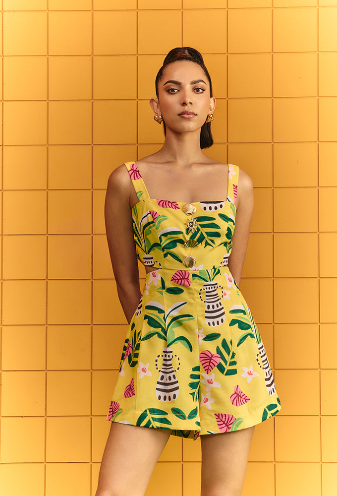YELLOW BOW JUMPSUIT