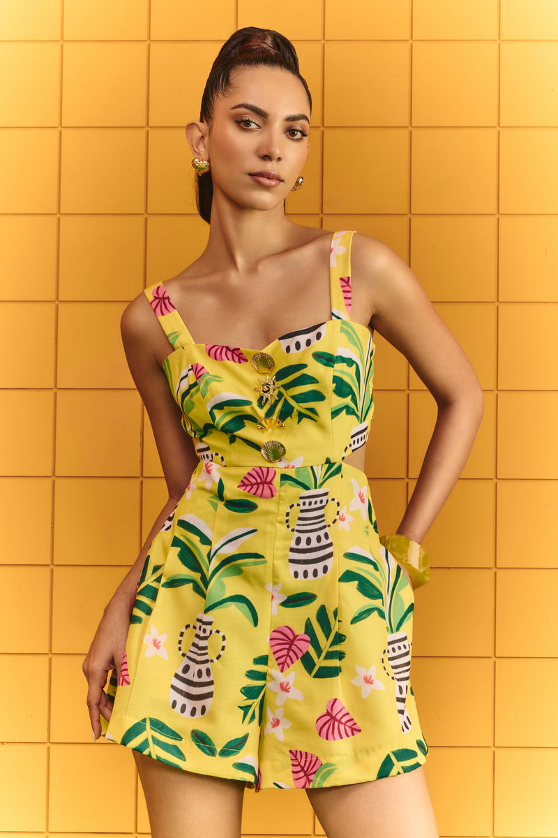 Yellow bow jumpsuit