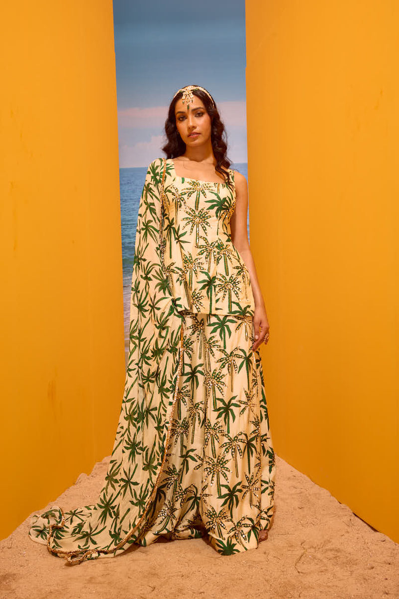 LE PALM EMBELLISHED KURTA SET