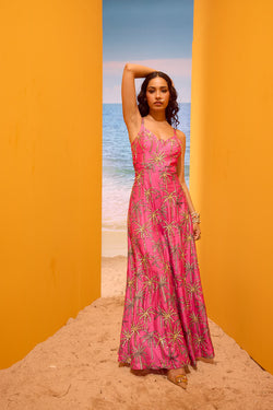 LE PALM EMBELLISHED JUPSUIT WITH BCK TIE- UP