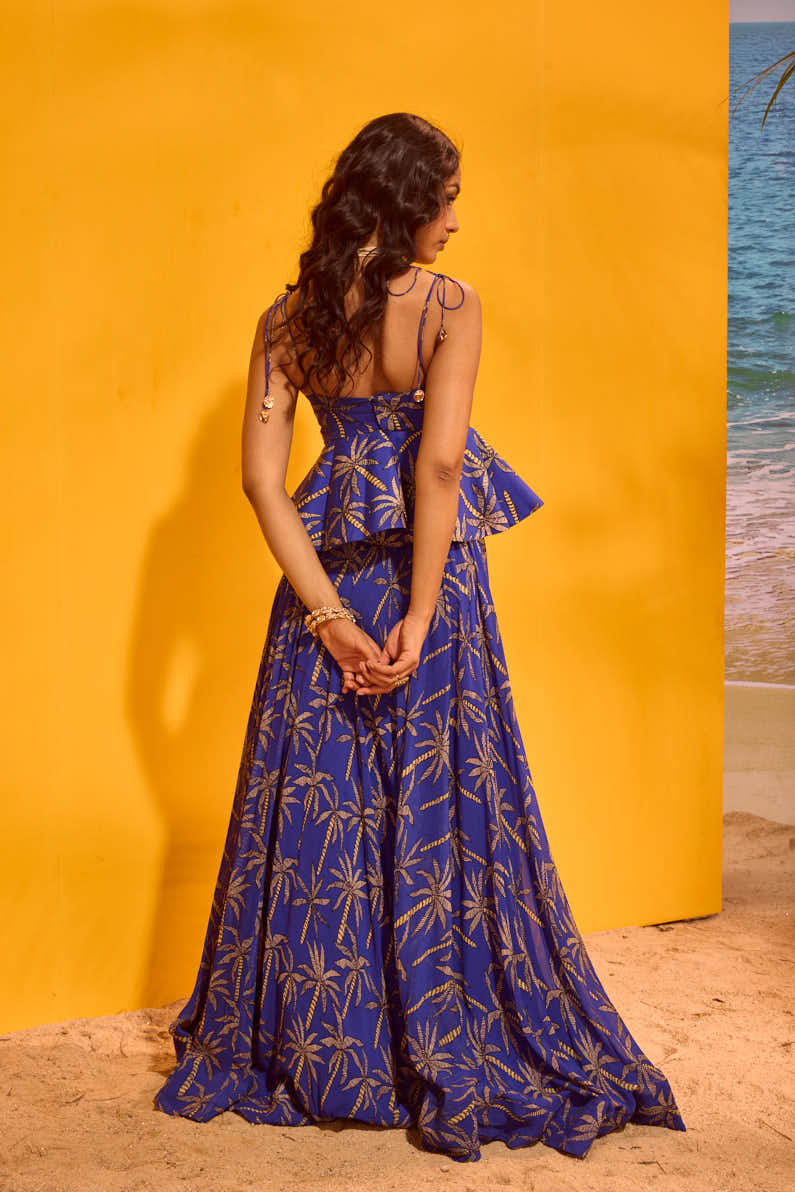 LE PALM CORSET PEPLUM WITH LEHANGA SET