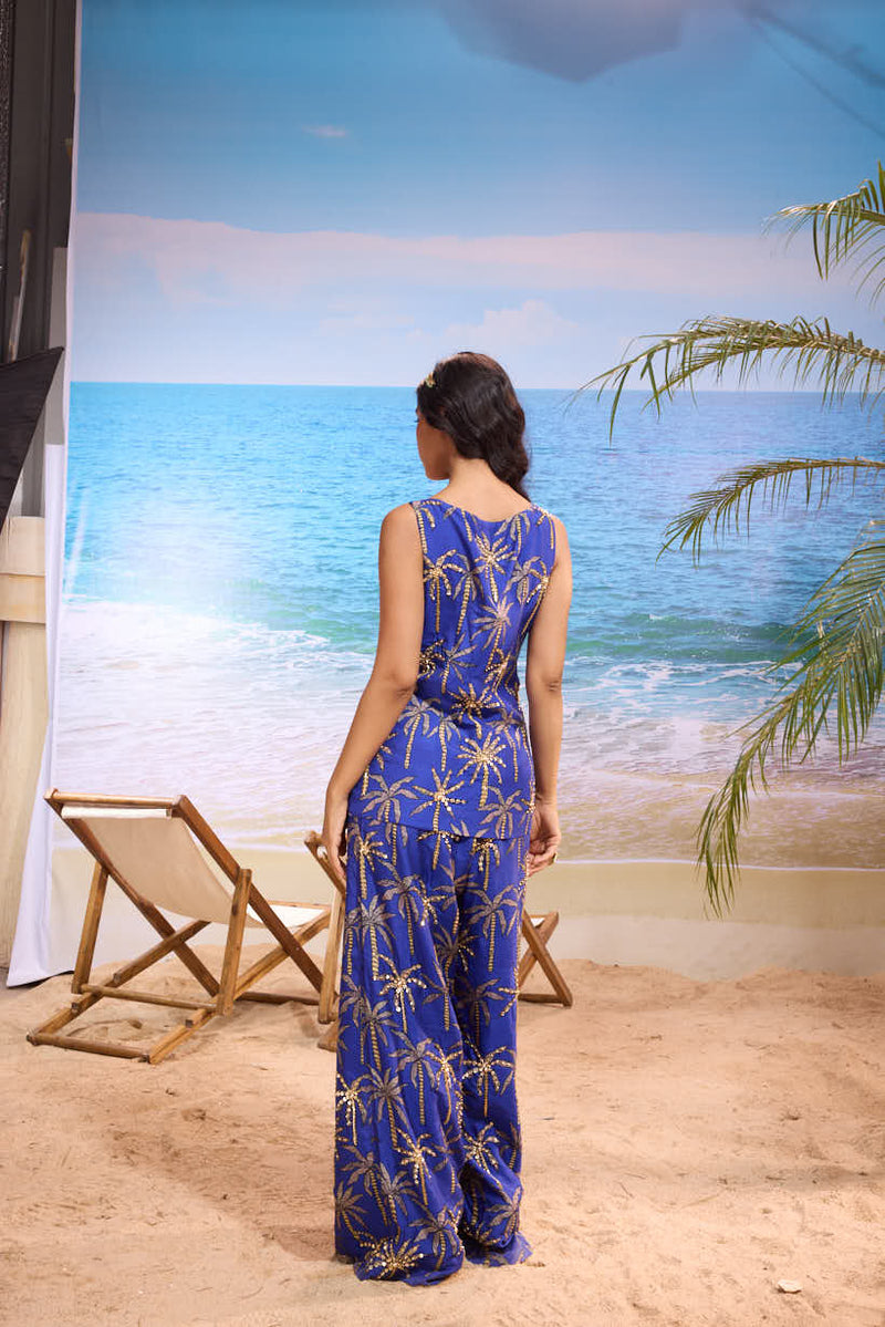 LE PALM EMBELLISHED KURTA SET WITH TIE - UP DETAILING