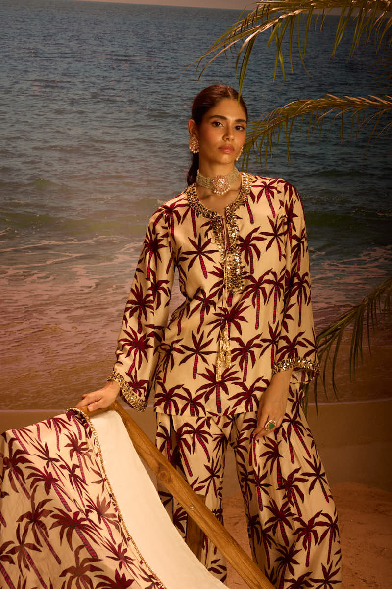LE PALM FARSHI SALWAR SET WITH EMBELLISHED YOKE
