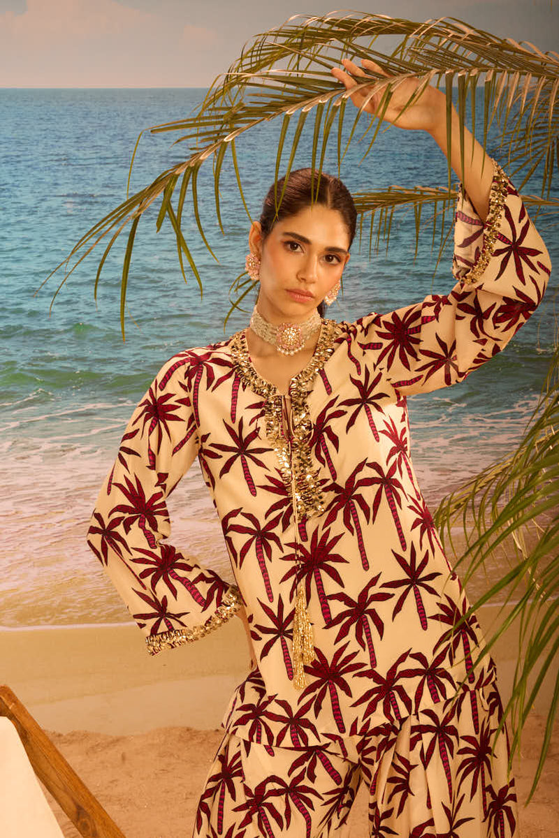 LE PALM FARSHI SALWAR SET WITH EMBELLISHED YOKE