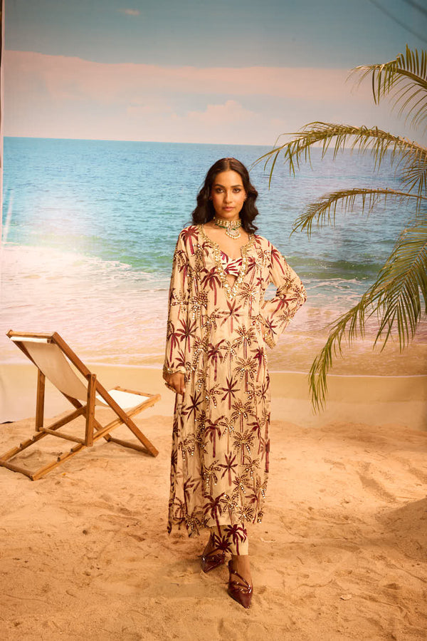 LE PALM LOOP KURTI WITH PANT AND BUSTIER
