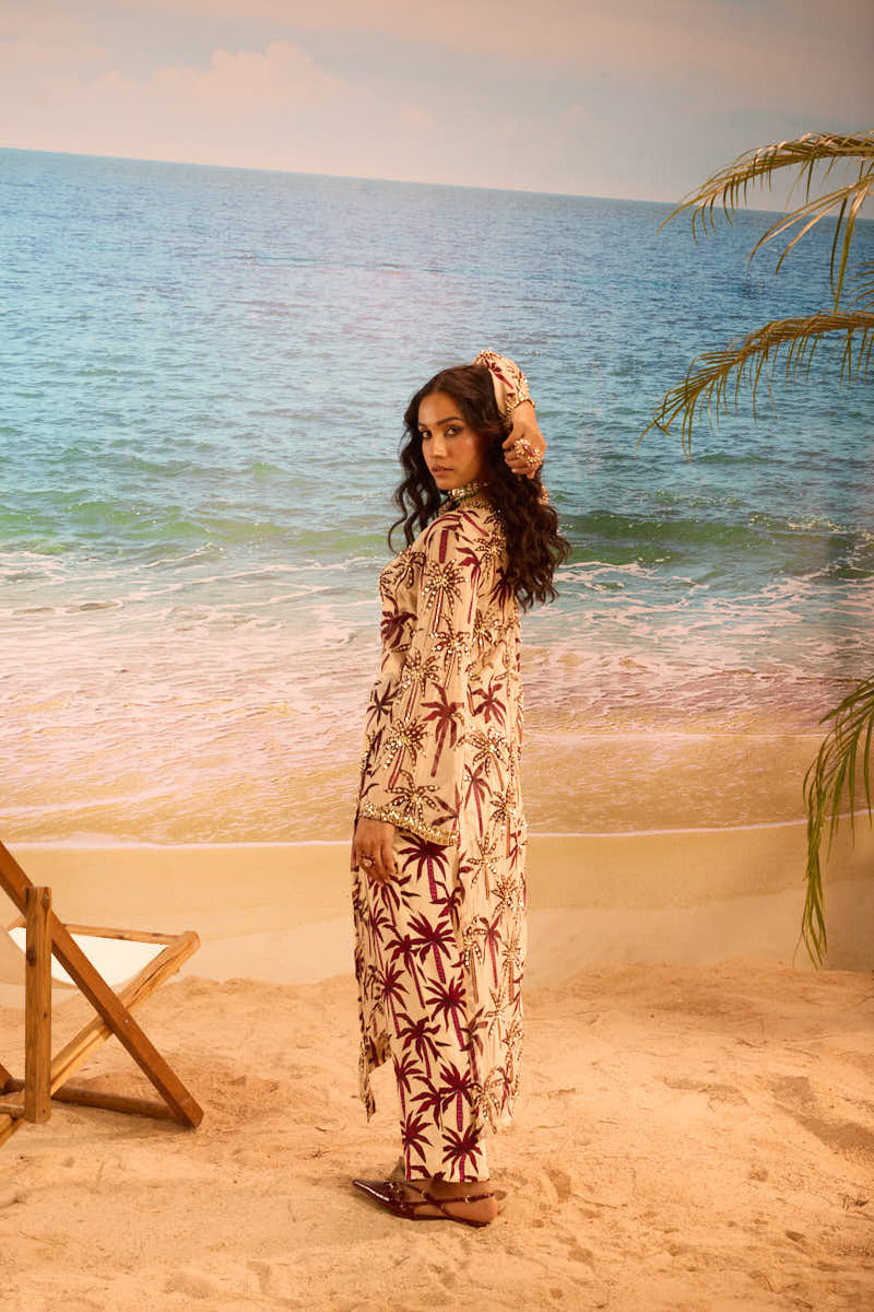 LE PALM LOOP KURTI WITH PANT AND BUSTIER
