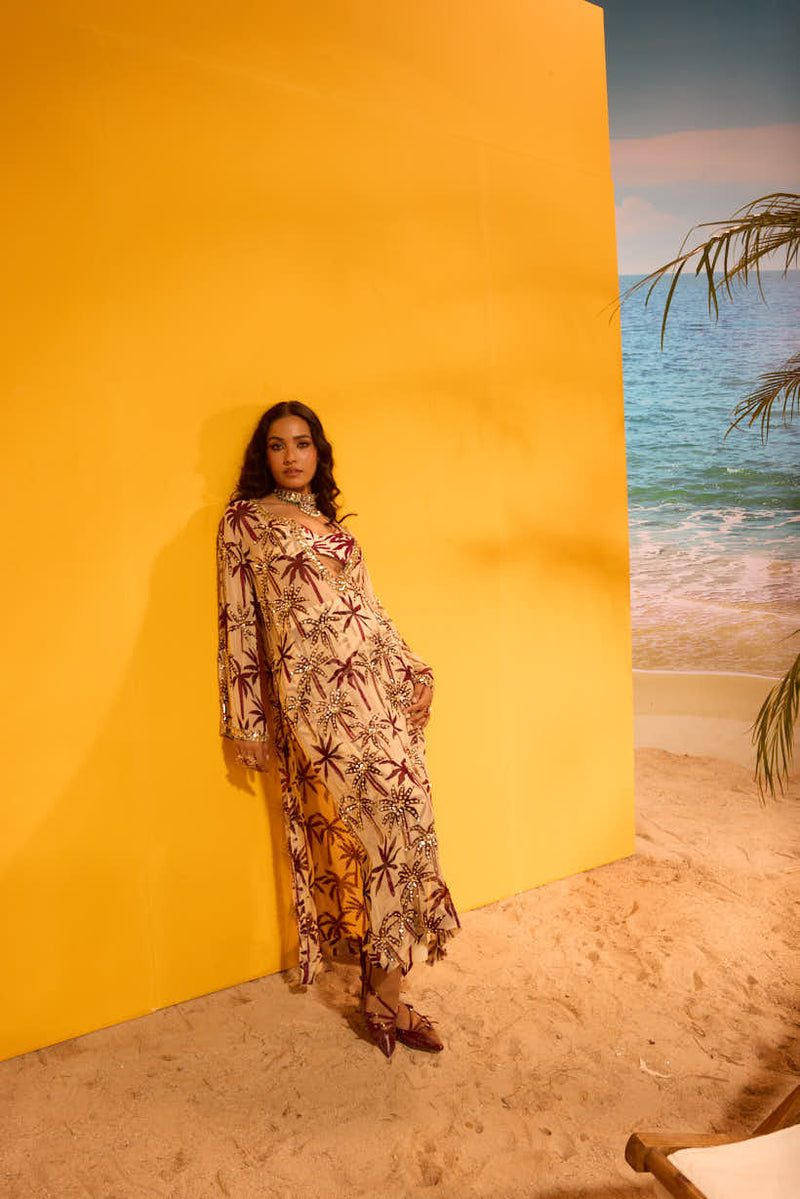 LE PALM LOOP KURTI WITH PANT AND BUSTIER