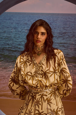 LE PALM EMBELLISHED SHARARA SET