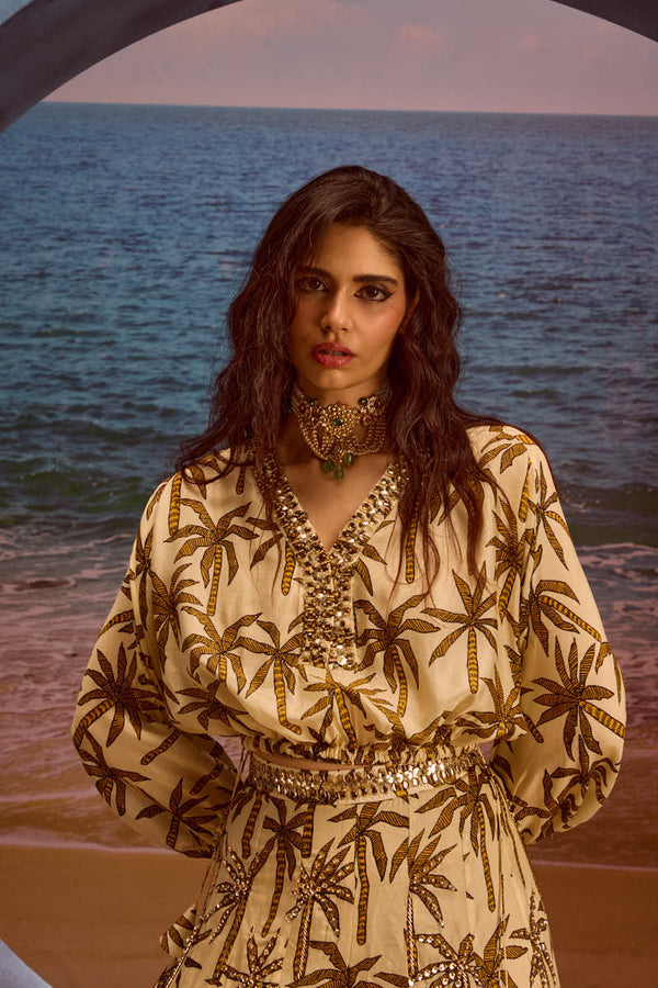 LE PALM EMBELLISHED SHARARA SET