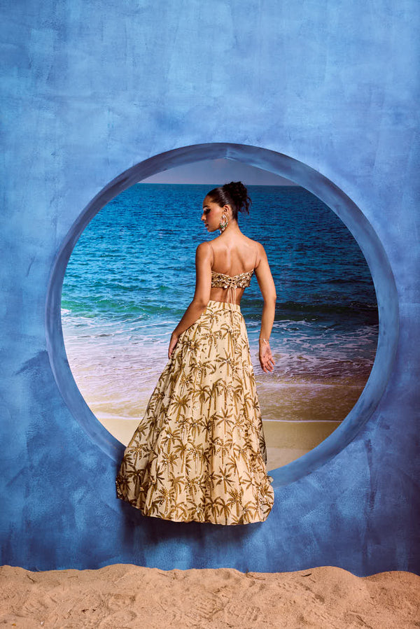 LE PALM EMBELLISHED LEHANGA SET