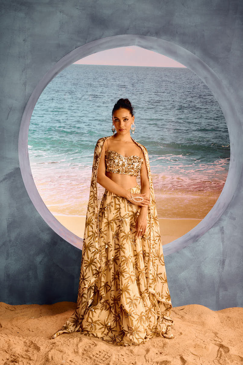LE PALM EMBELLISHED LEHANGA SET